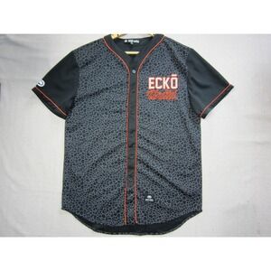 Vtg Ecko Unltd Y2K Baseball Jersey World Famous 72 Men's Med Shirt Black Orange